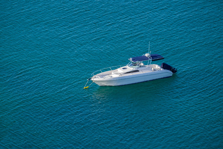 Aerial view of sailboat at sea in phuket, Thailand