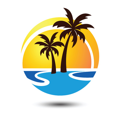 Summer holidays design Labels, Badges,emblem,vector illustrationのイラスト素材