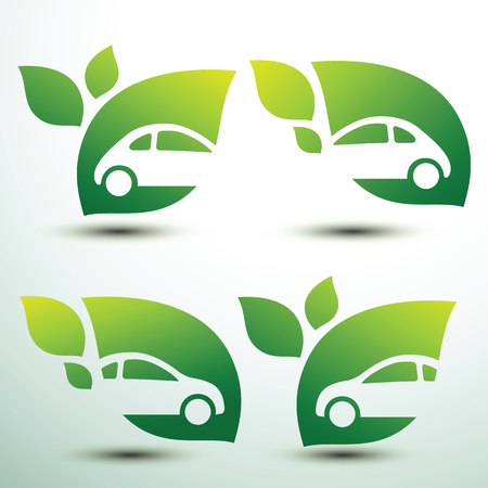 Eco car concept green drive with leaf symbol,vector illustrationのイラスト素材