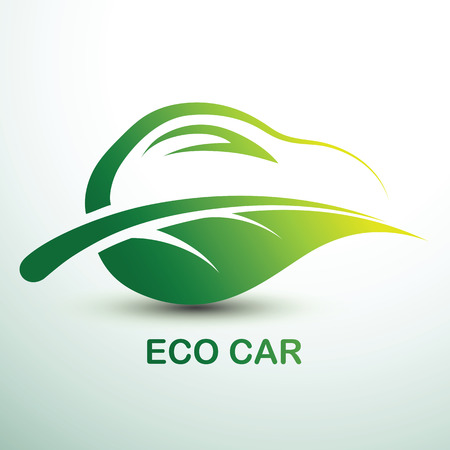 Eco car concept green drive with leaf symbol,vector illustrationのイラスト素材