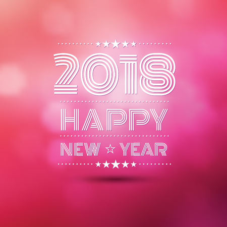 happy new year 2018 in pink bokeh blur pattern background ,vector illustrationのイラスト素材