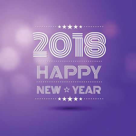 Happy new year 2018 in violet bokeh blur pattern background.のイラスト素材
