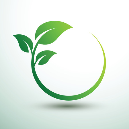 Green labels concept with leaves Oval shape,vector illustrationのイラスト素材