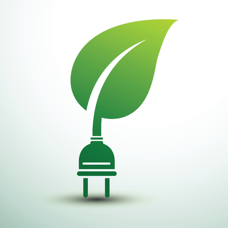 Green eco power plug design with leaf, vector illustrationのイラスト素材