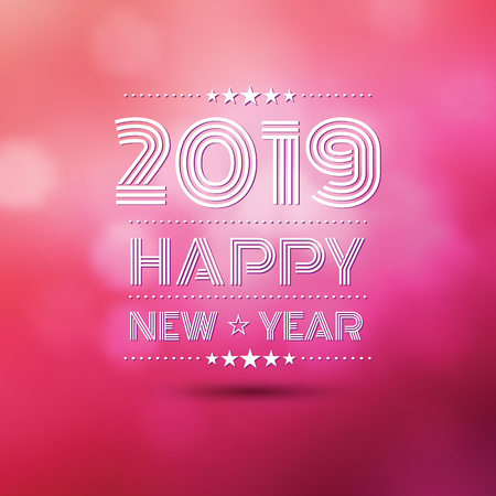 happy new year 2018 in pink bokeh blur pattern background ,vector illustrationのイラスト素材