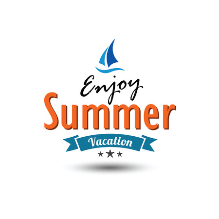 Summer holidays design elements set. Retro and vintage templates. Labels, Badges,emblem,vector illustrationのイラスト素材