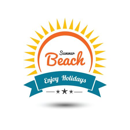Summer holidays design elements set. Retro and vintage templates. Labels, Badges,emblem,vector illustrationのイラスト素材