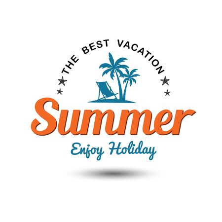 Summer holidays design elements set. Retro and vintage templates. Labels, Badges,emblem,vector illustrationのイラスト素材