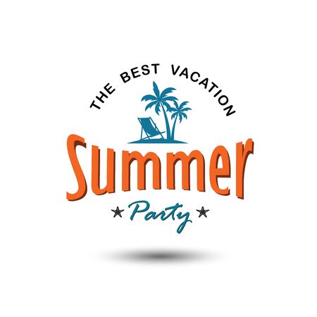 Summer holidays design elements set. Retro and vintage templates. Labels, Badges,emblem,vector illustrationのイラスト素材