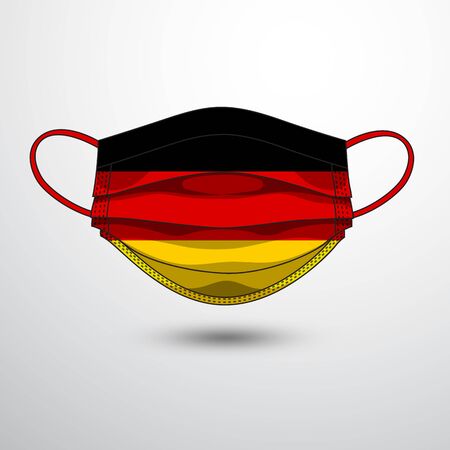 Medical Mask with National Flag of Germany as Icon on White. Protective Mask Virus and Flu. Fight  Coronavirus (2019-nCoV) in Form of flag designのイラスト素材