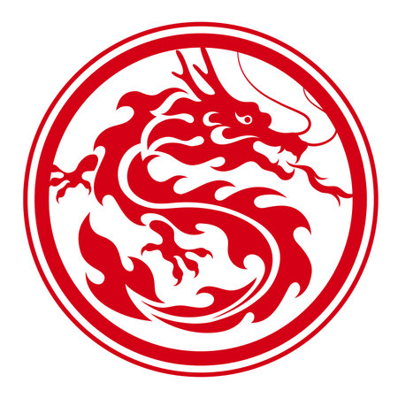 Illustration of Traditional chinese Dragon Chinese character translate dragon,vector illustrationのイラスト素材
