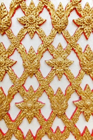 Traditional Thai wall of Thai templeの写真素材