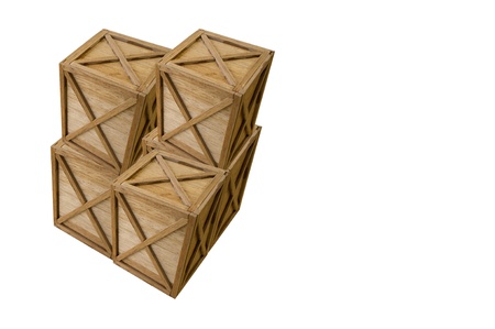 Wooden Cargo Boxes with White Backgroundの写真素材