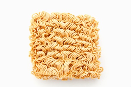 Dry instant noodle on white backgroundの写真素材