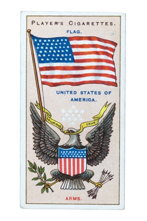 United State of America flag- CIRCA 1905: Cigarette card のeditorial素材