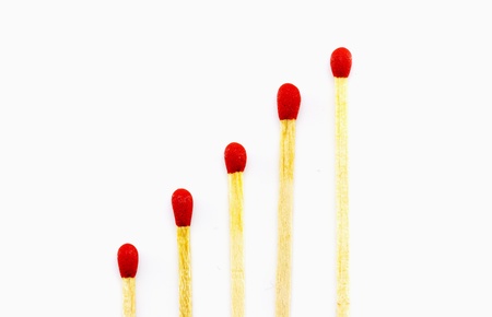 Red matchstick on a white backgroundの写真素材