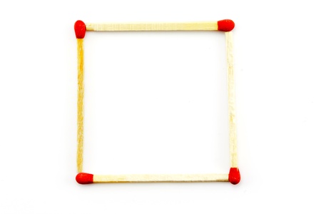 Matchsticks square on white backgroundの写真素材