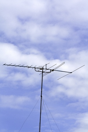  Antenna equipment with sky backgroundの写真素材
