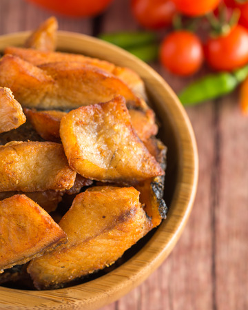 Snake head fish fried の写真素材