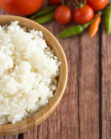 cooked Jasmine rice in bowl の写真素材