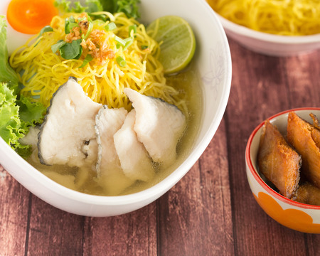 Rice Noodles Soup with Fish slideの写真素材