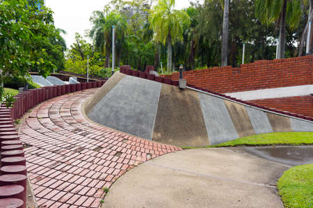 Foot path in Green gardenの写真素材