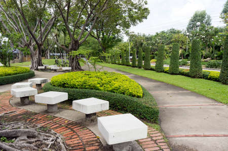 Foot path in Green gardenの写真素材