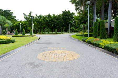 Foot path in Green gardenの写真素材