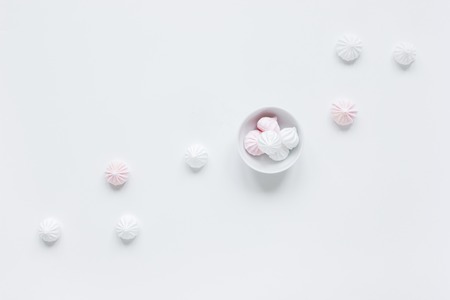 sweet lunch with marsh-mallow for woman on white background top viewの写真素材