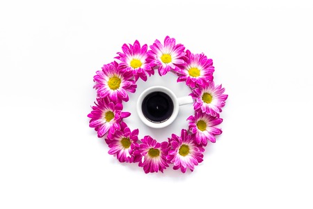 Floral pattern on white background top view.の写真素材