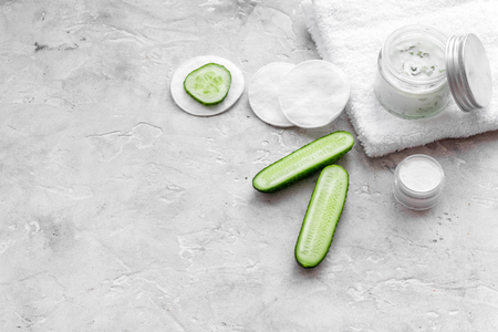 Natural cucumber cream on white copyspaceの写真素材