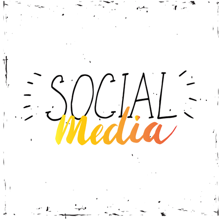 Hand drawn textured social media icons set. Vector illustration isolated on white.のイラスト素材