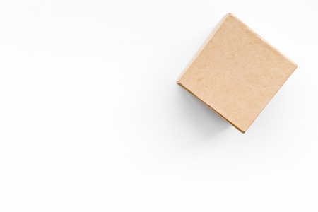Parcel. Wrapped boxes ready to delivering on white background top view.