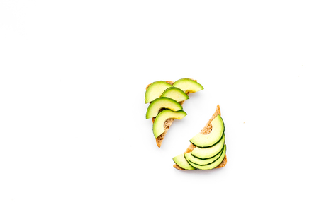 homemade sandwiches with french baguette, cheese and vegetable on white background top view mock-up