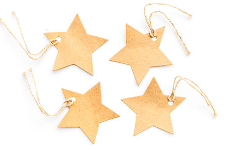 Empty labels for price or discount on white background.の写真素材