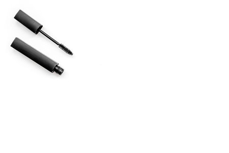 Mascara on white background top view copy spaceの写真素材
