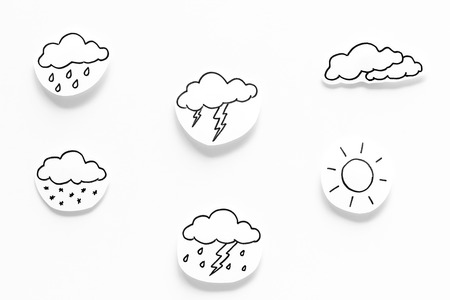 Modern weather icons set on white background top viewの写真素材