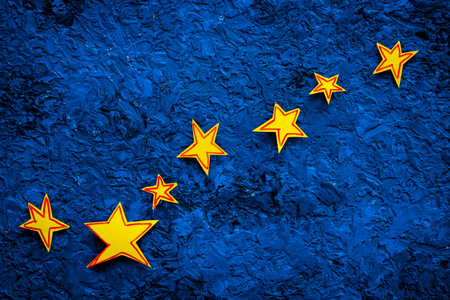 Stars background. Drawn stars on blue background top view.