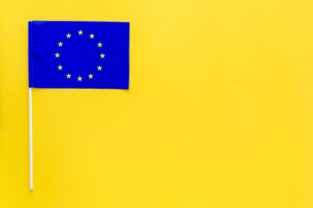 Flag of Europe concept. Small flag top viewの写真素材
