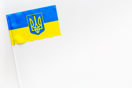 Ukrainian flag concept. Small flag top viewの写真素材