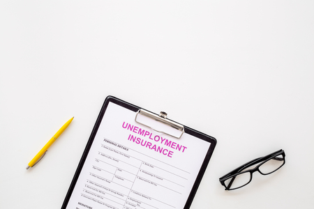 Unemployment insurance form on white background top view.の写真素材