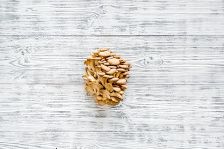 Oyster mushroom. Fresh raw veshenka on grey background top view copy spaceの写真素材