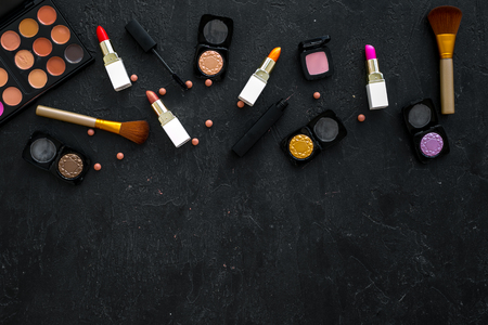 Visage desk with decorative cosmeticsの写真素材