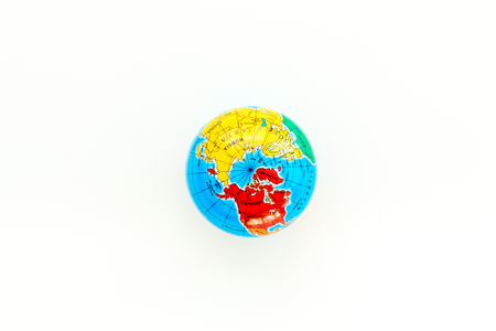 SOS Save the planet and ecology concept with the earth on white background top view mock up.の写真素材