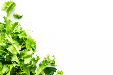 Green salads for diet food pattern on white background top view mockupの写真素材