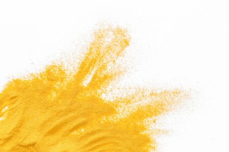 Blog or presentation background with yellow sand texture on white top view space for text.の写真素材