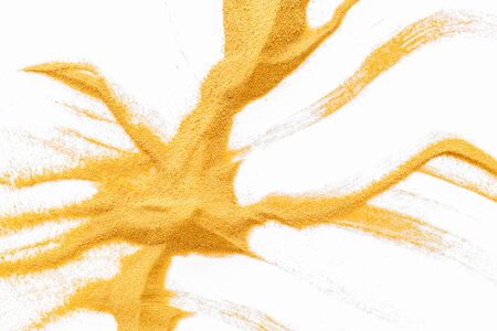 Abstract pattern with yellow sand texture on white background top view