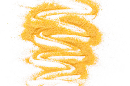 Blog or presentation background with yellow sand texture on white top view