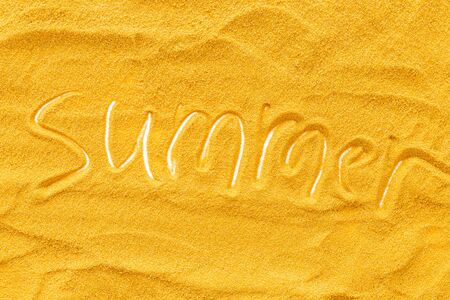 Modern design for blog with yellow sand texture and summer copy top view.の写真素材