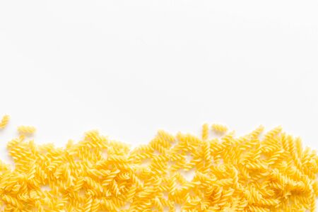 Uncooked paste on white table background top view mockupの写真素材